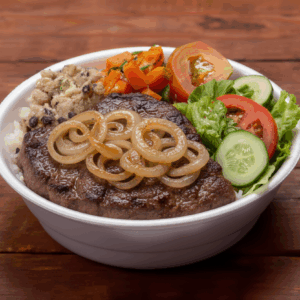 Marmita de bife acebolado